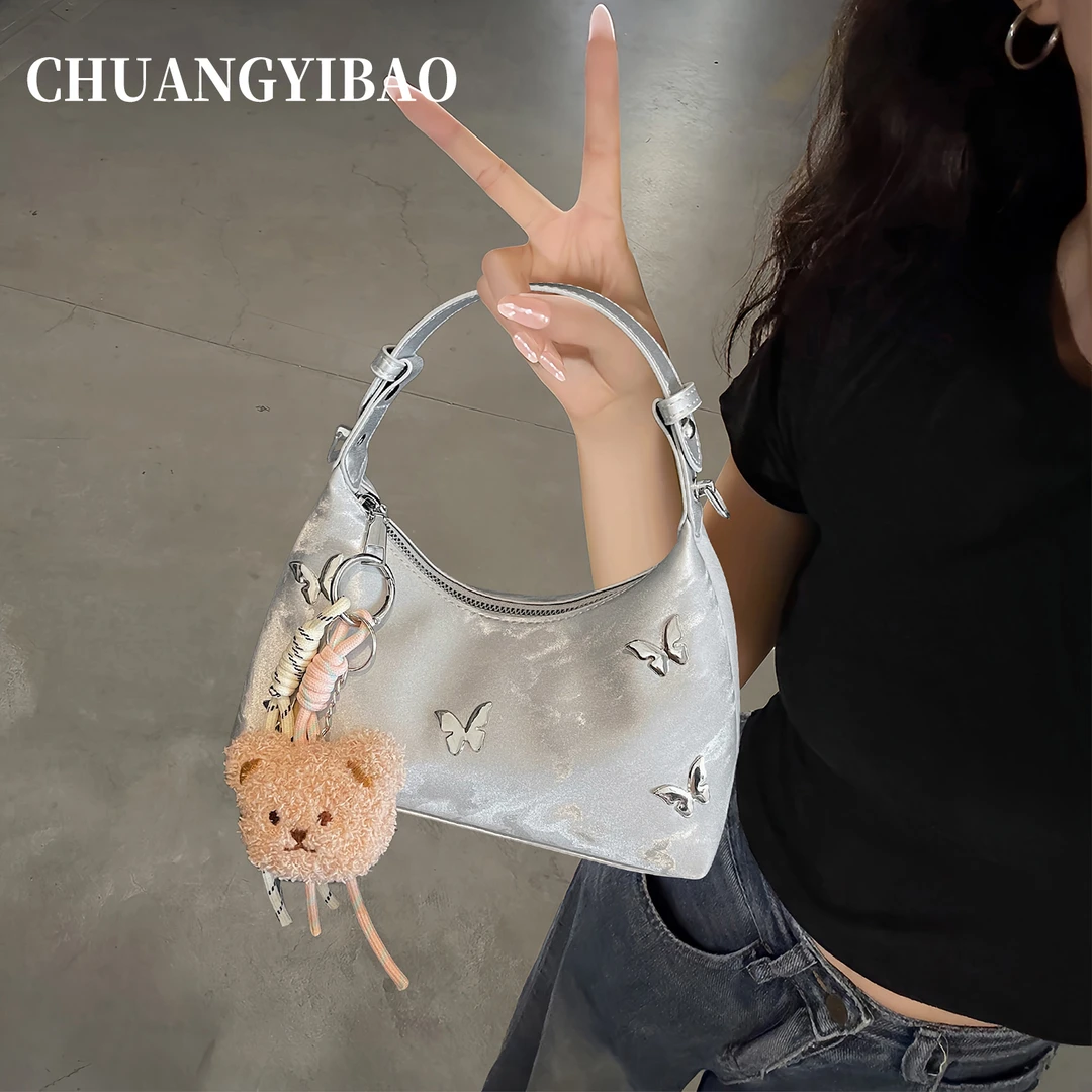 蝴蝶结手提小拎包包女2025新款潮秋冬通勤百搭磨砂单肩斜挎饺子包