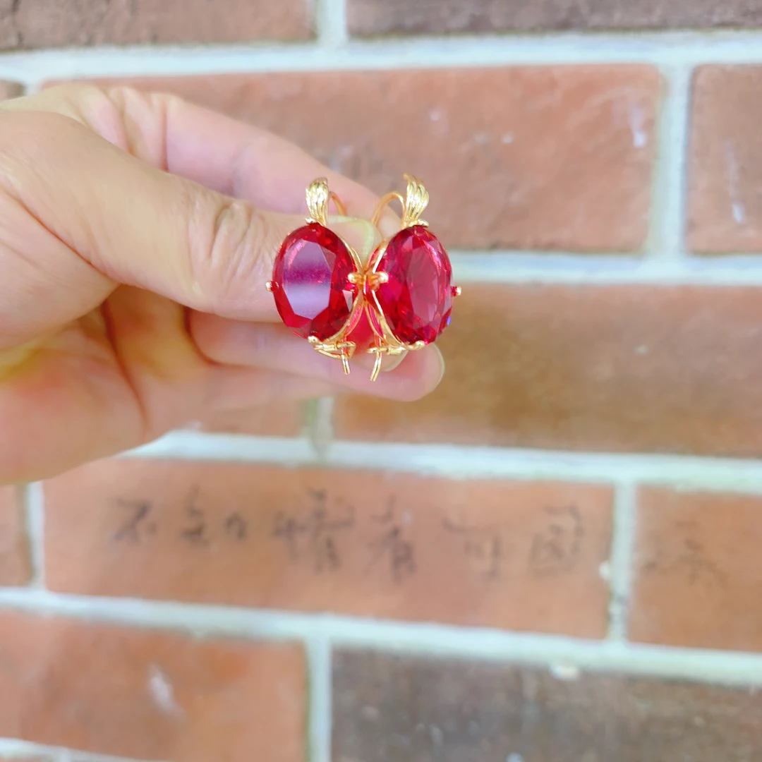 铜合金耳饰 甜美风女金色白色民族风红色气质耳环珠宝甜美时尚