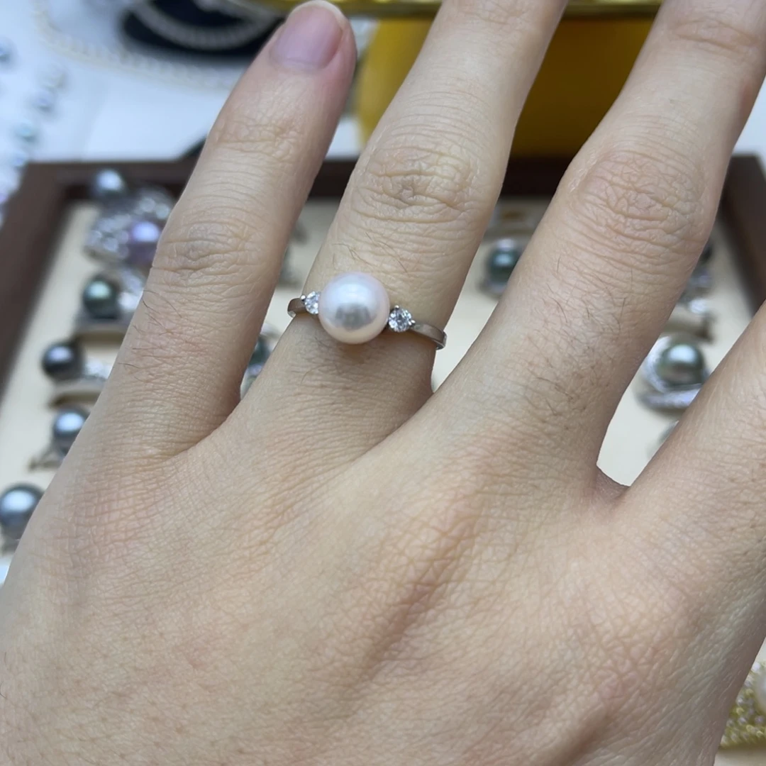 银S925镶嵌戒指海水珍珠