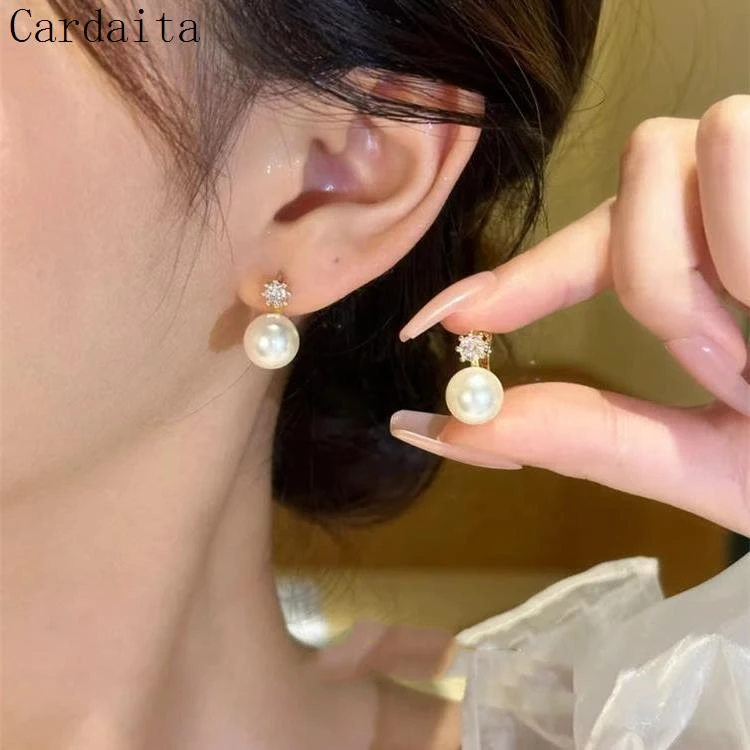 黄铜锆石耳饰 法式轻奢设计感耳饰时尚百搭简约精致饰品优雅复古