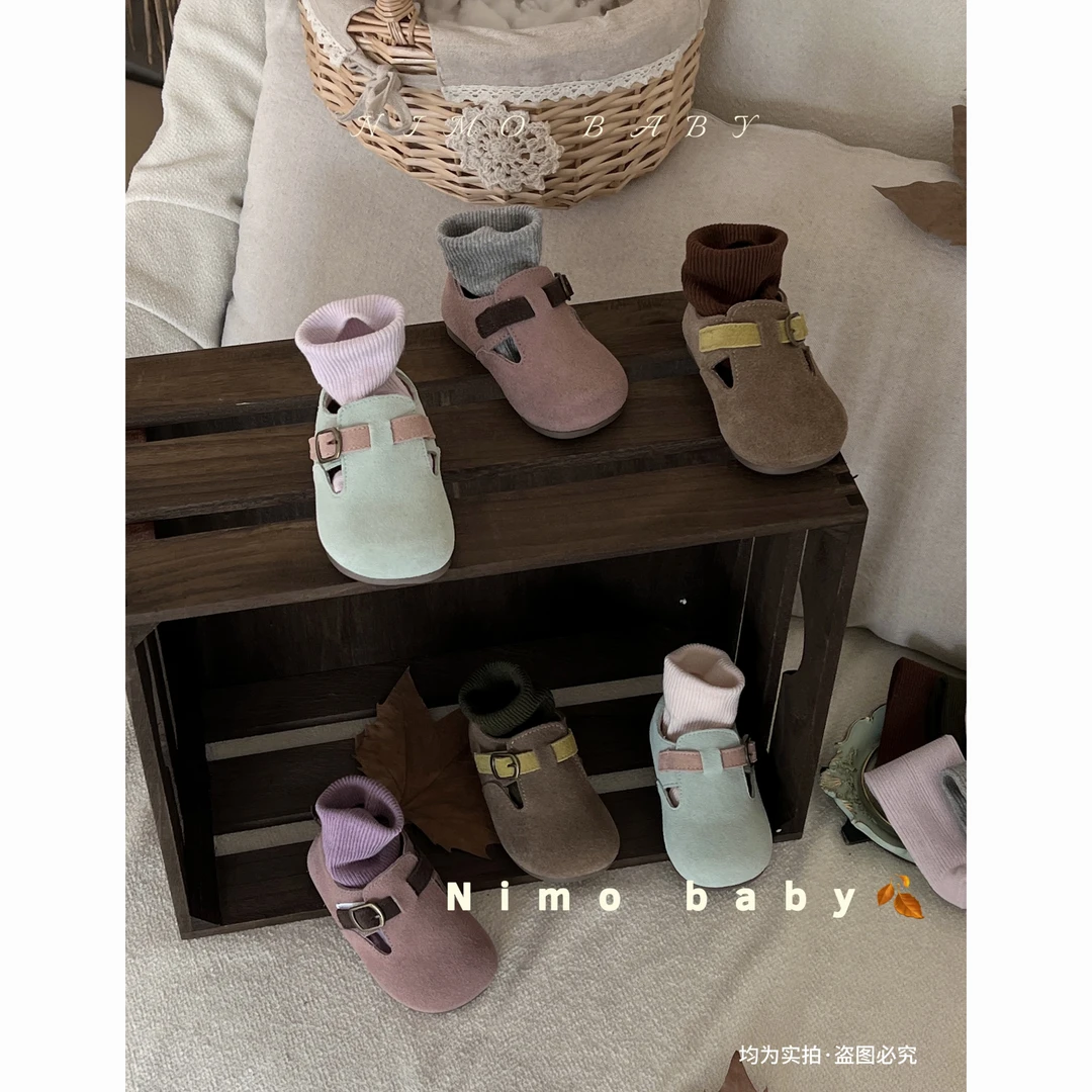 NIMO【麦穗】韩版秋款女宝百搭时尚纯色软底圆头洋气博肯学步鞋