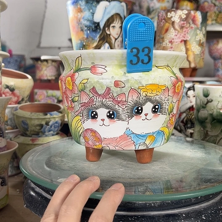 满38包邮 景德镇幸运花盆