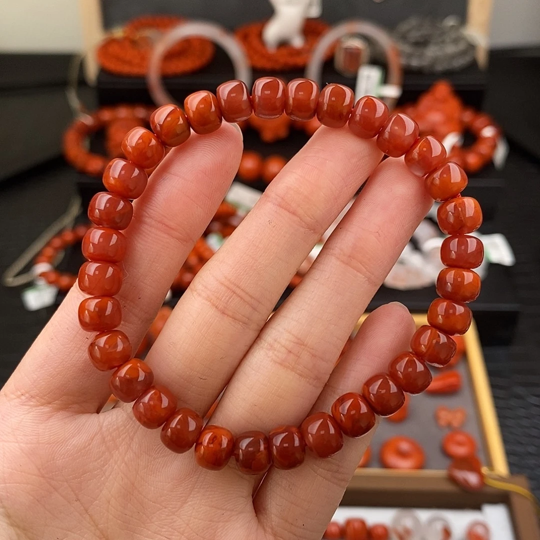 南红玛瑙未镶嵌四川凉山瓦西手串7.4mm