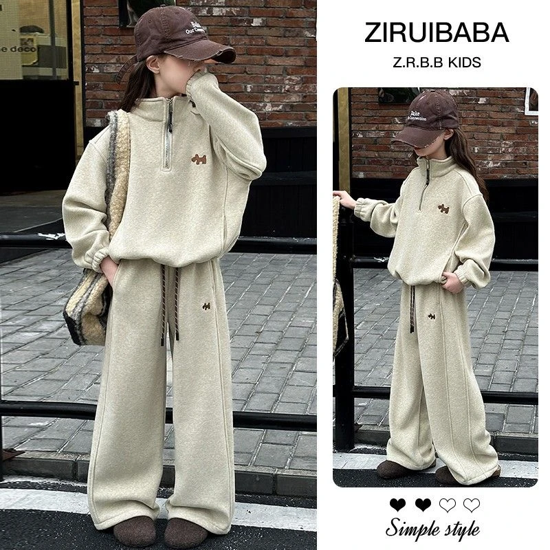 女童春秋装套装2025新款洋气儿童卫衣秋季时髦中大童运动装童装