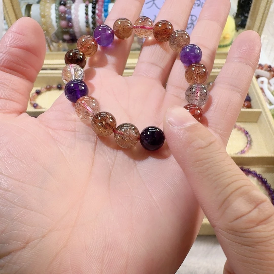 水晶手链未镶嵌黑加仑超七