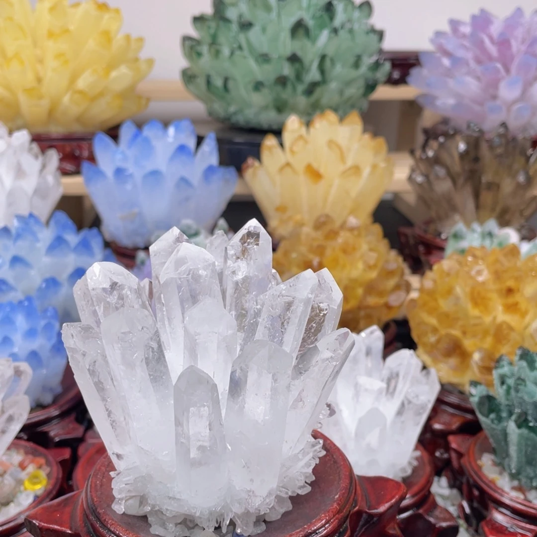 有机玻璃封*天然白水晶