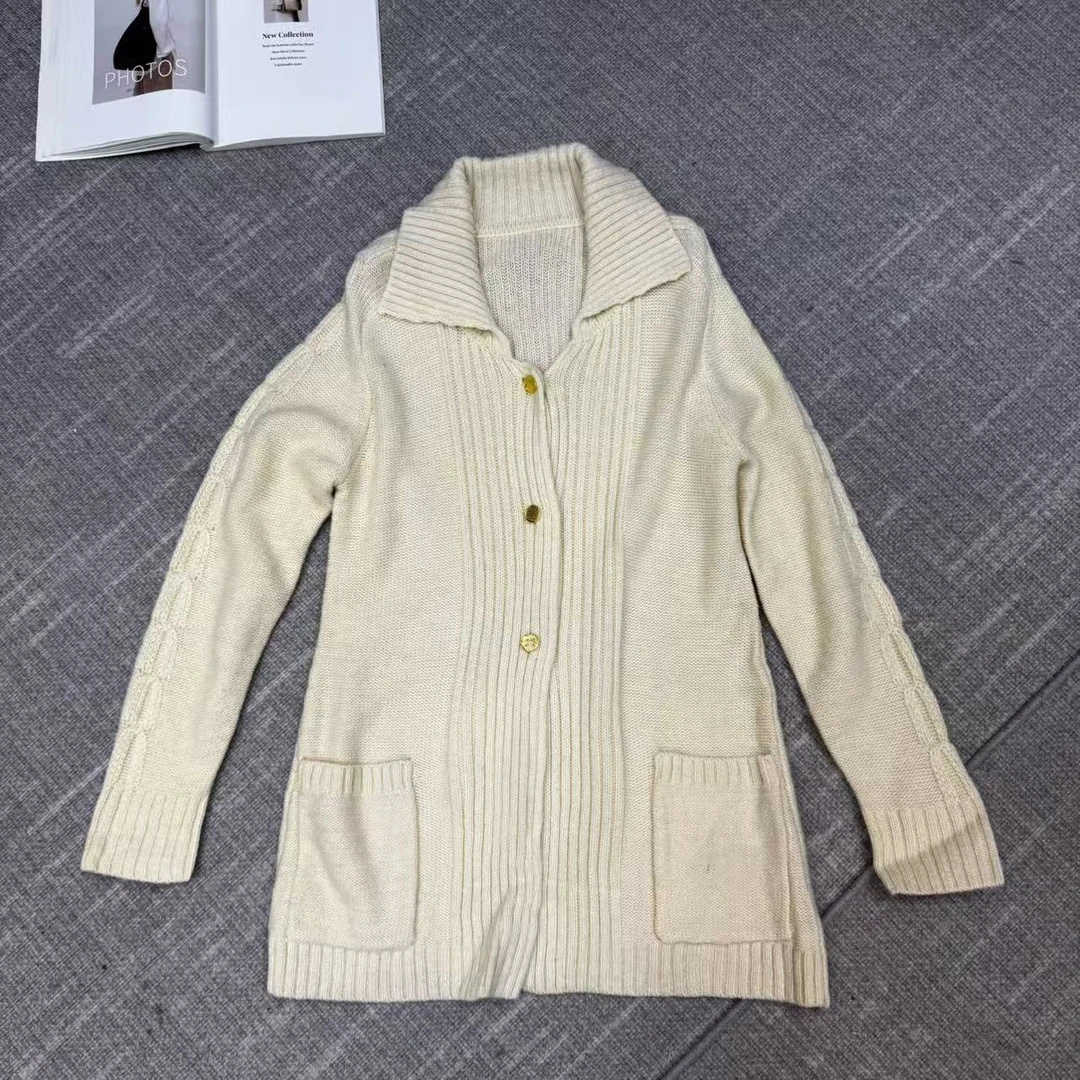 （QINGQING）新款翻领针织外搭洋气宽松HG123