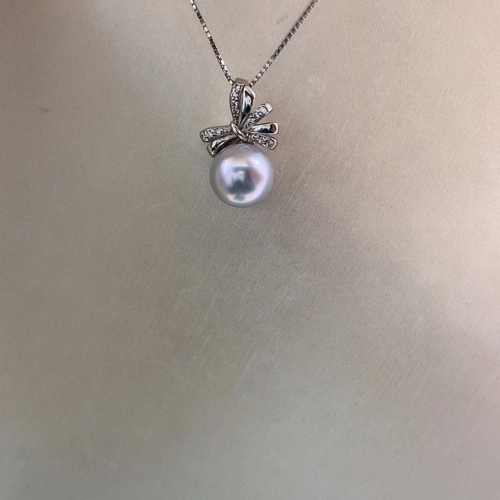 吊坠(赠链)海水珍珠银S925镶嵌8.5-9mm真多麻