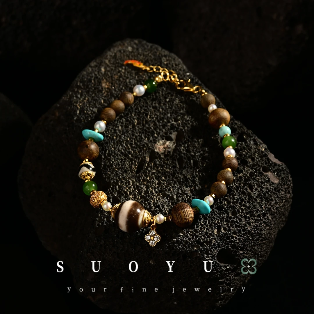 沉香·琳琅殿【所欲】古珠多宝|13 B640235-莺歌绿奇楠手链*赠养香盒