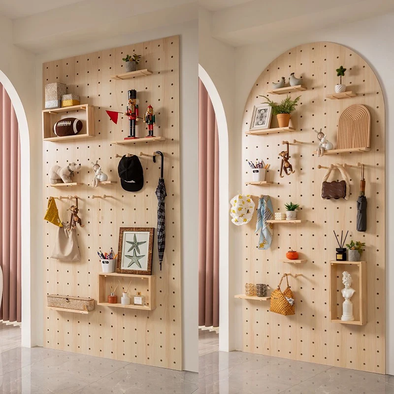 实木洞洞板定制入户玄关墙上云朵置物架挂板钩配件墙面展示挂衣架
