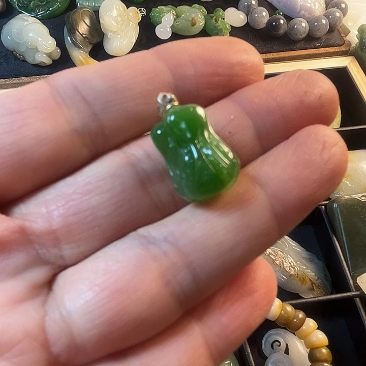 和田玉银S925镶嵌挂件