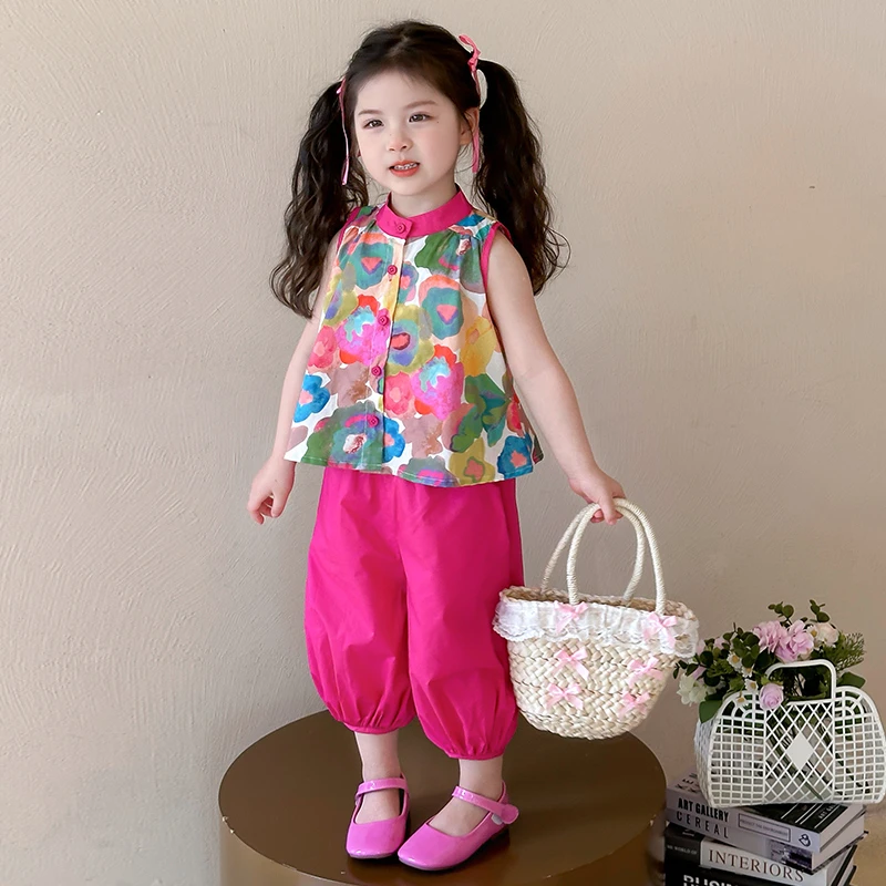 碎花套装女童夏季小女孩甜酷小清新夏装潮儿童森系服饰短袖两件套
