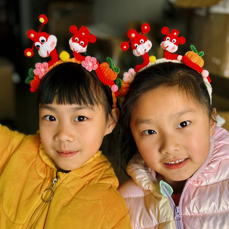 蛇宝宝发箍教程幼儿园儿童扭扭棒新年蛇发箍DIY材料包手工作业