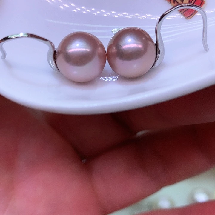 银S925镶嵌耳饰淡水珍珠