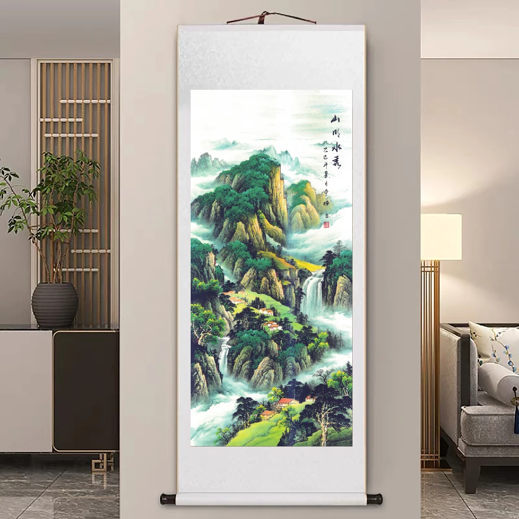 【现代高清微喷装饰画】山明水秀（宽62，高160）