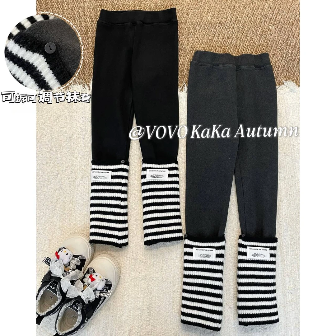 现货【VOVO品牌店】韩系百搭童装加绒加厚袜套打底长裤 W25081108