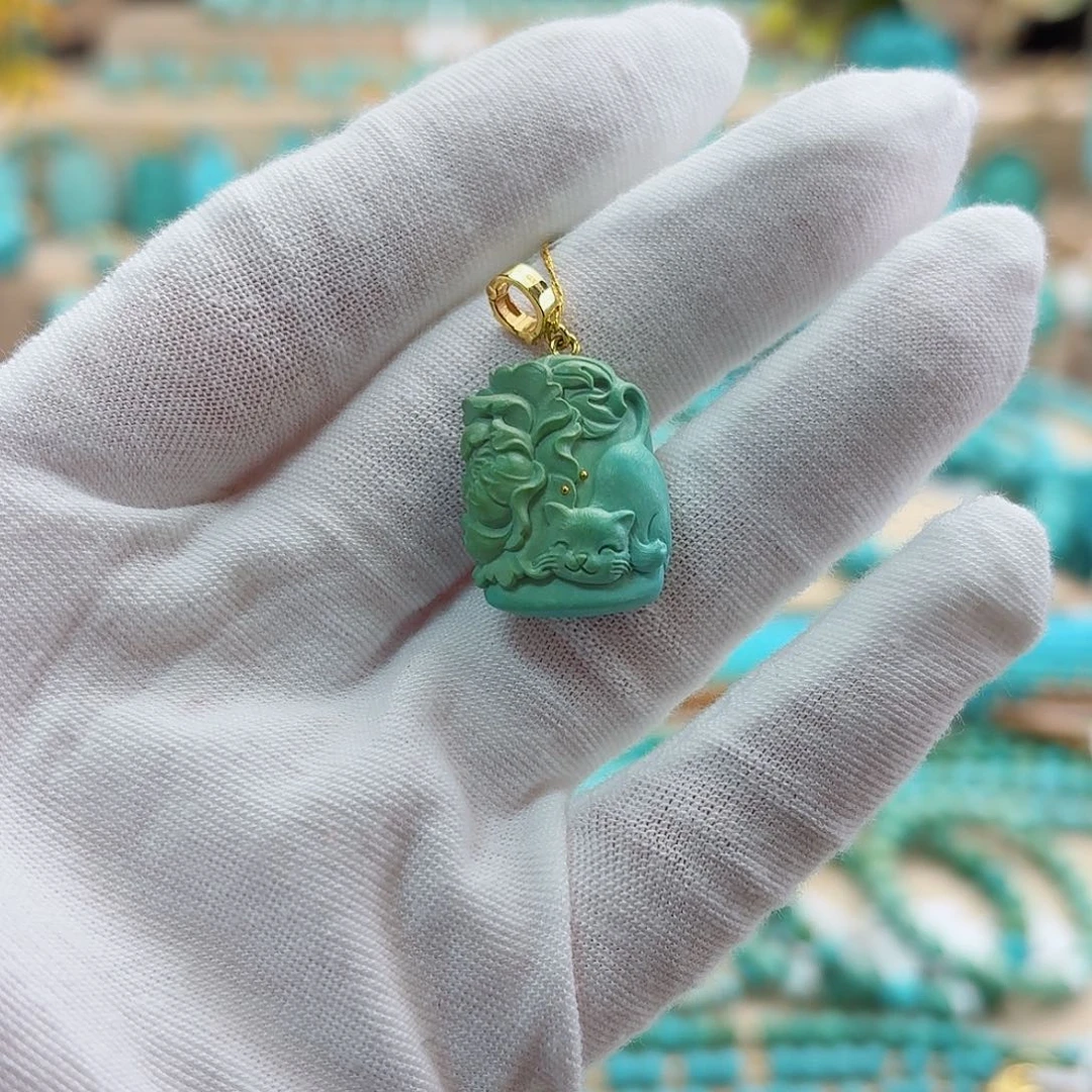 绿松石18K金镶嵌珠宝奇石