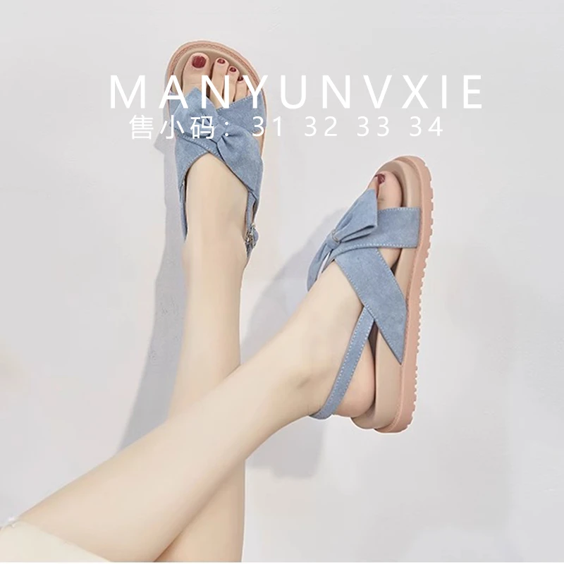 羊绒版~凉鞋女夏季不累脚2025新款仙女风沙滩罗马鞋平底休闲学生
