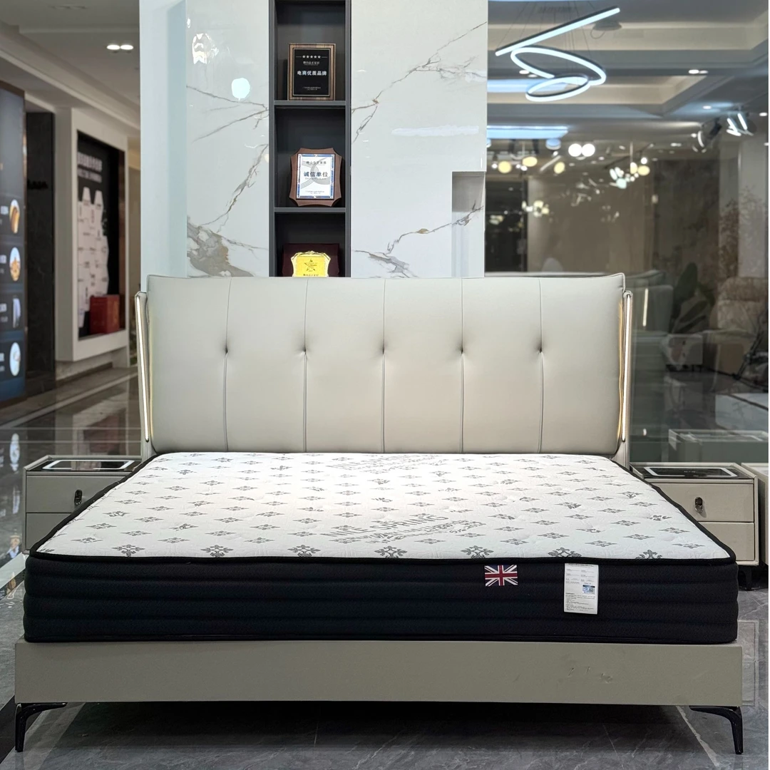 FZ摩卡时光｜主次卧床｜真皮靠包｜氛围感应灯｜实木框架#902-C