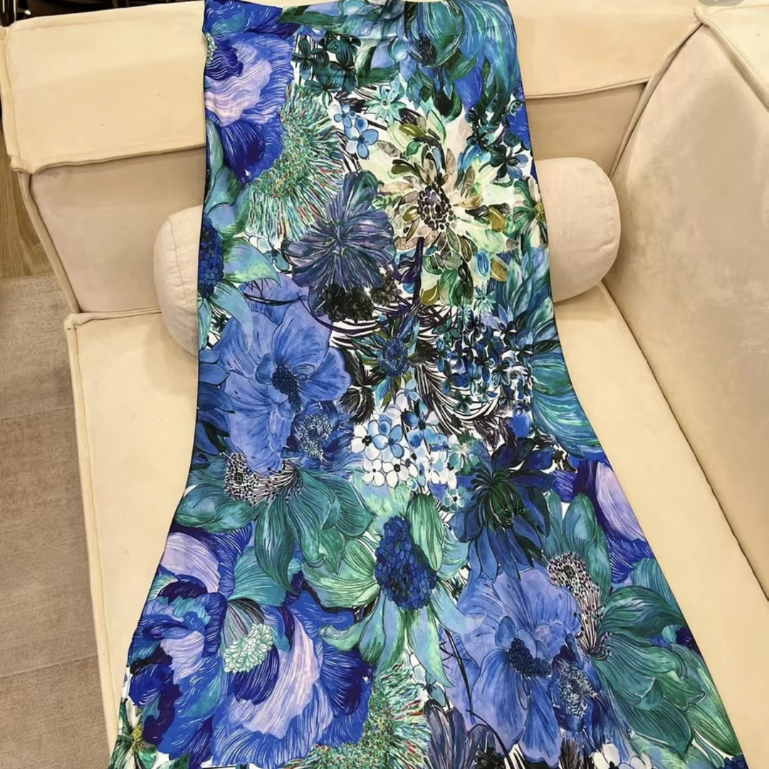 含香服饰【花影】复古立体斜裁鱼尾摆松紧腰显瘦半身裙