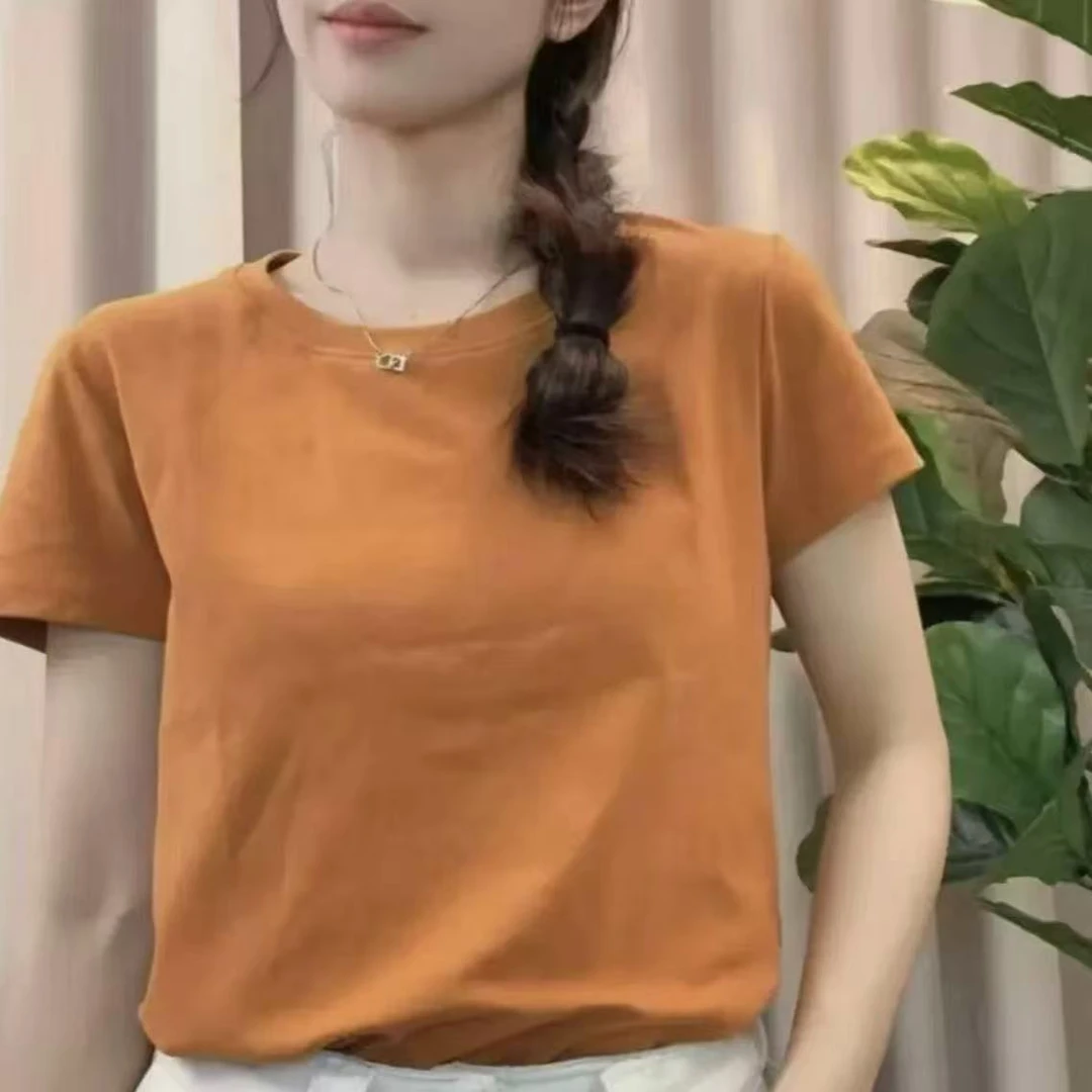 【精梳棉】2025新款欧货洋气正肩圆领时尚百搭显瘦短袖T恤