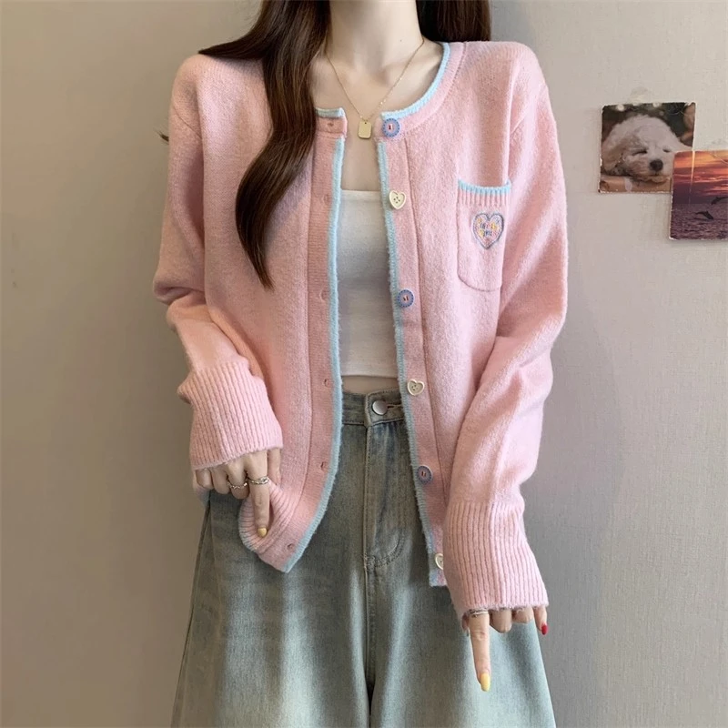 2025新款秋冬韩版甜美减龄慵懒风针织开衫女早春宽松条纹毛衣外套