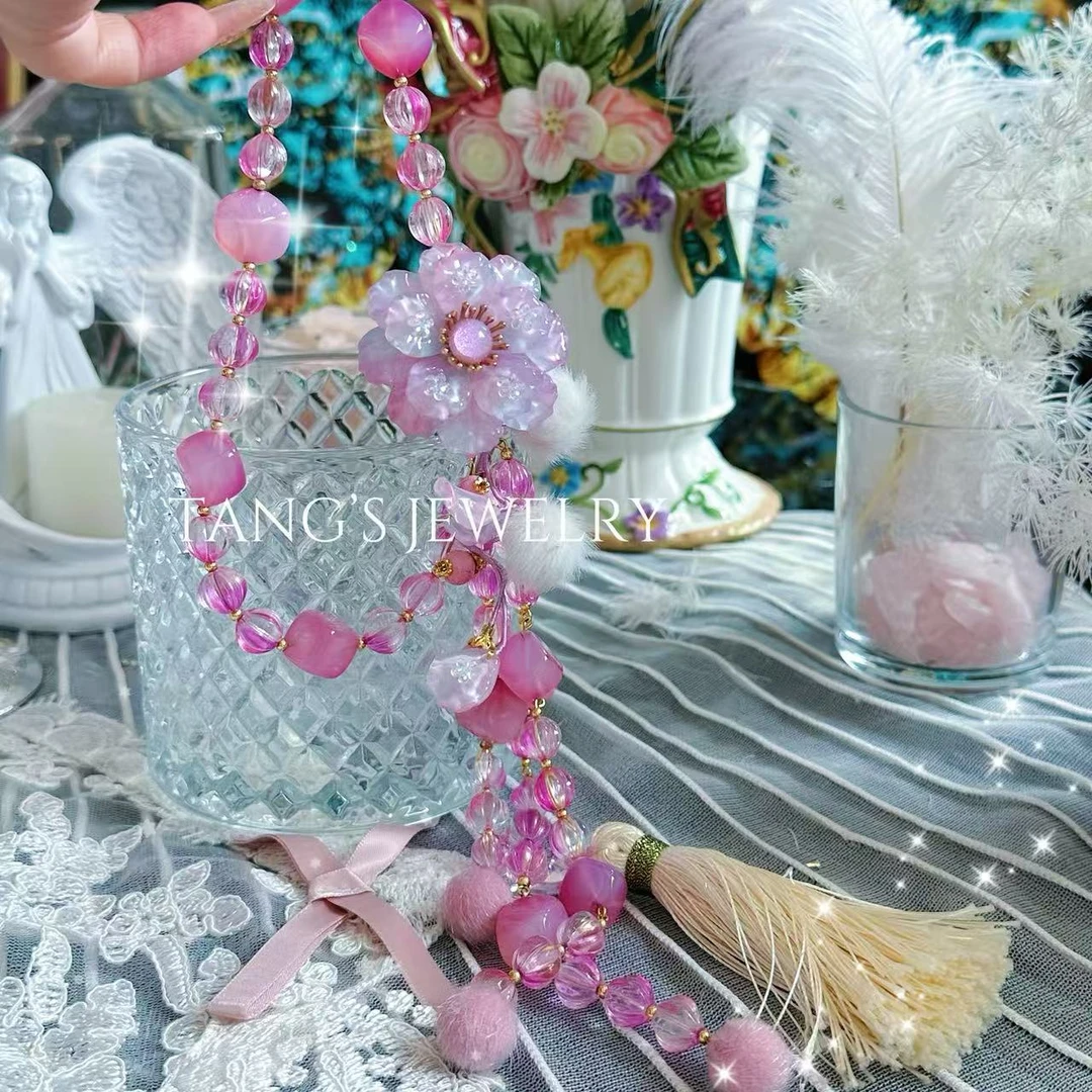 绝美夏日孤品限定  普罗旺斯粉花恋歌 粉单层项链