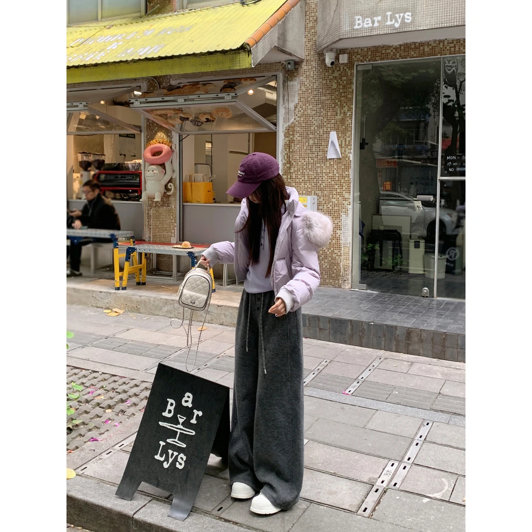 切糕自制【暖系流光】小个子秋冬设计感时尚慵懒加绒休闲裤