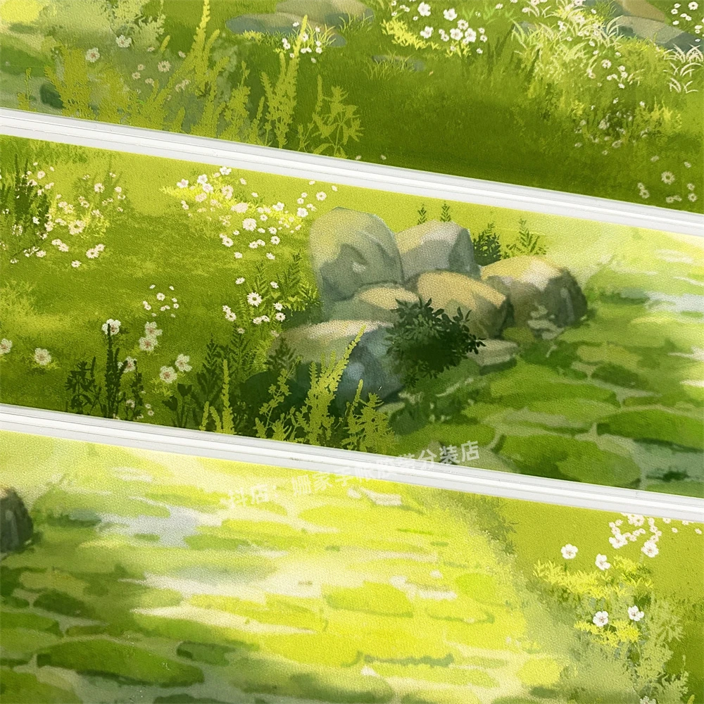 685手帐分装胶带翠色盈野江月令草坪石路古风PET素材账手机壳贴纸
