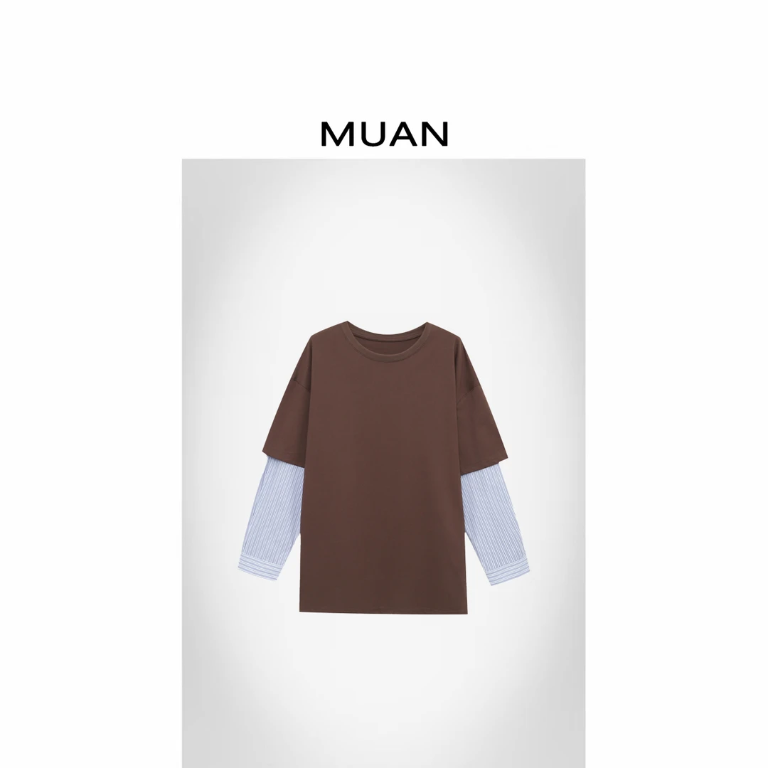 木岸MUAN：《清潭洞长袖T》定制INS宽松100棉百搭简约上衣女JD-2509