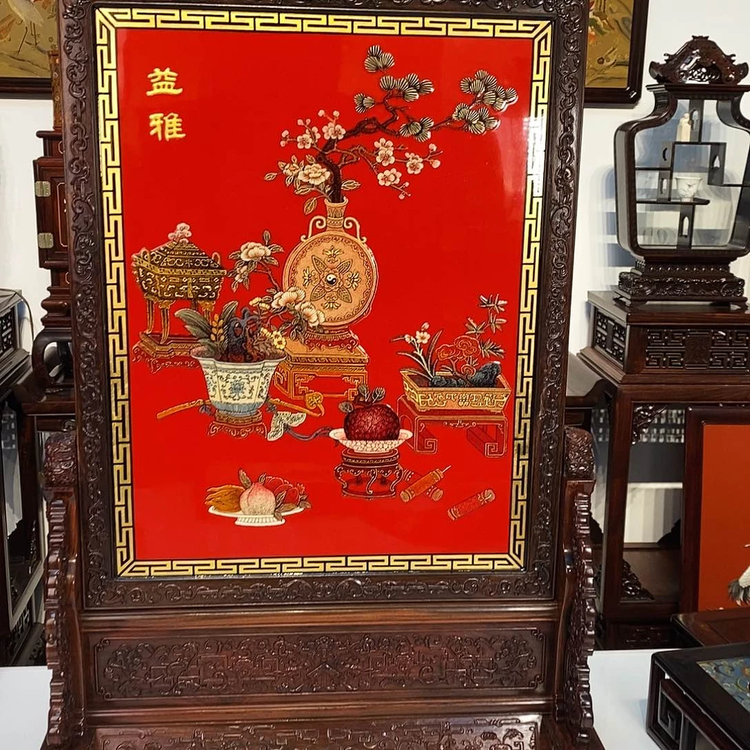 红酸枝木类成套家具大红酸枝屏风