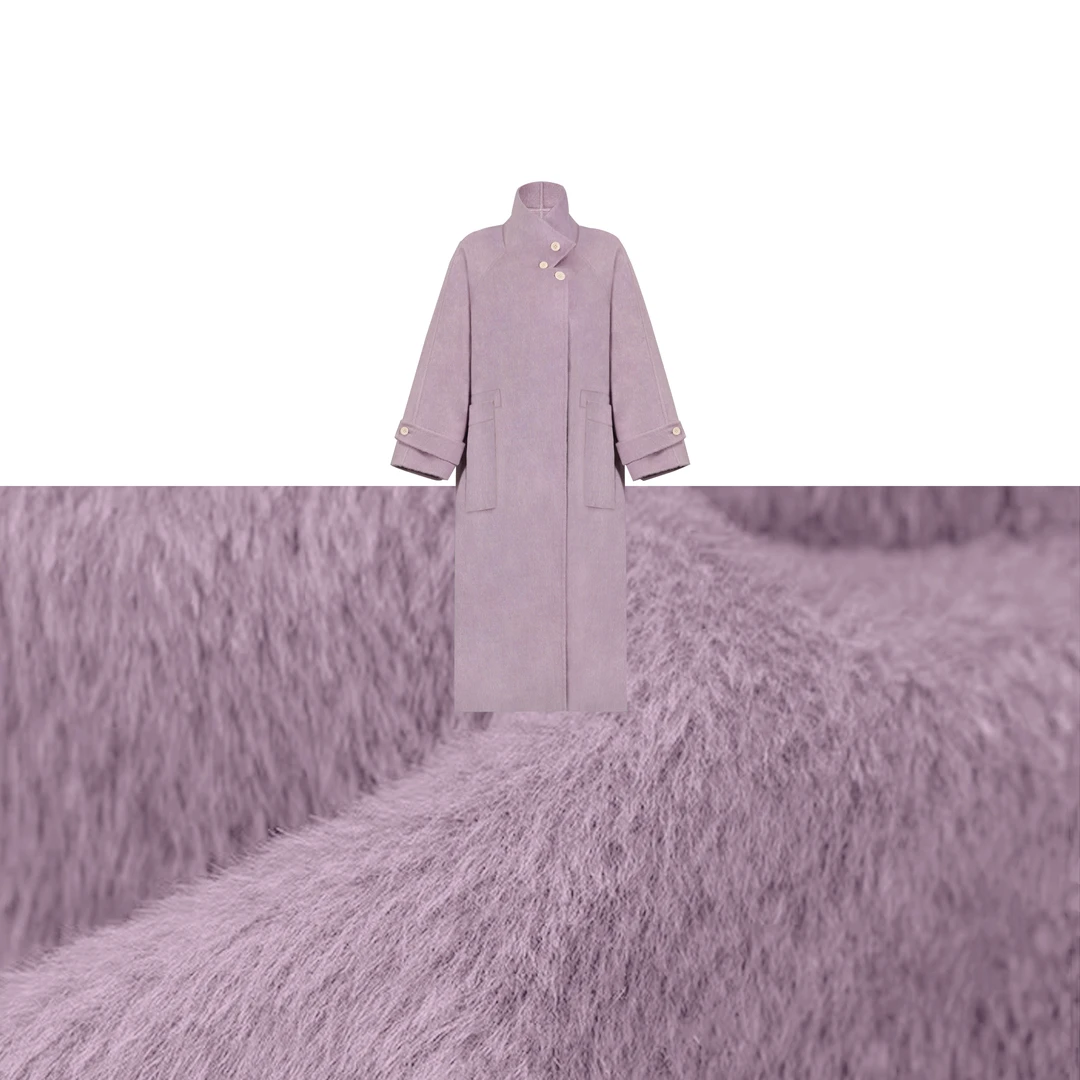 【公主日记】双面兔毛羊毛桑蚕丝中长款大衣