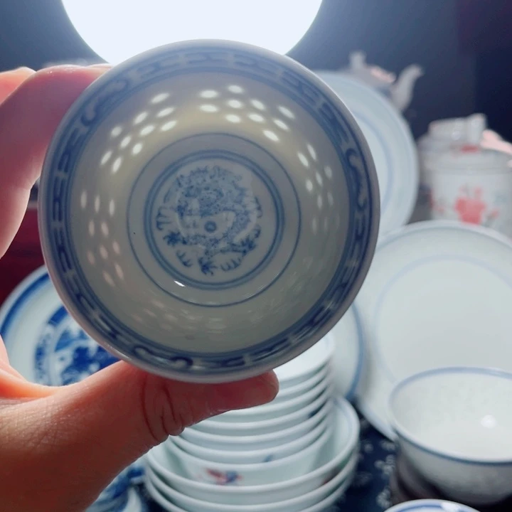 青花玲珑二缸中龙纹
