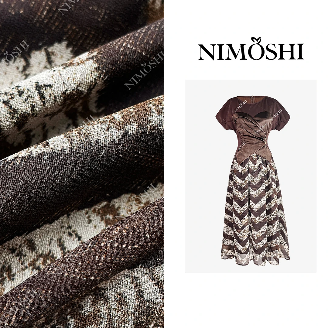 NIMOSHI【南油】夏季新款法式复古小众棕色气质显瘦连衣裙Q1834