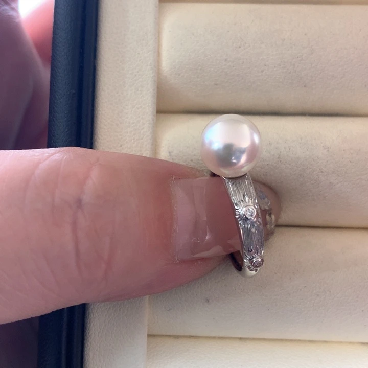 银S925镶嵌戒指 海水珍珠