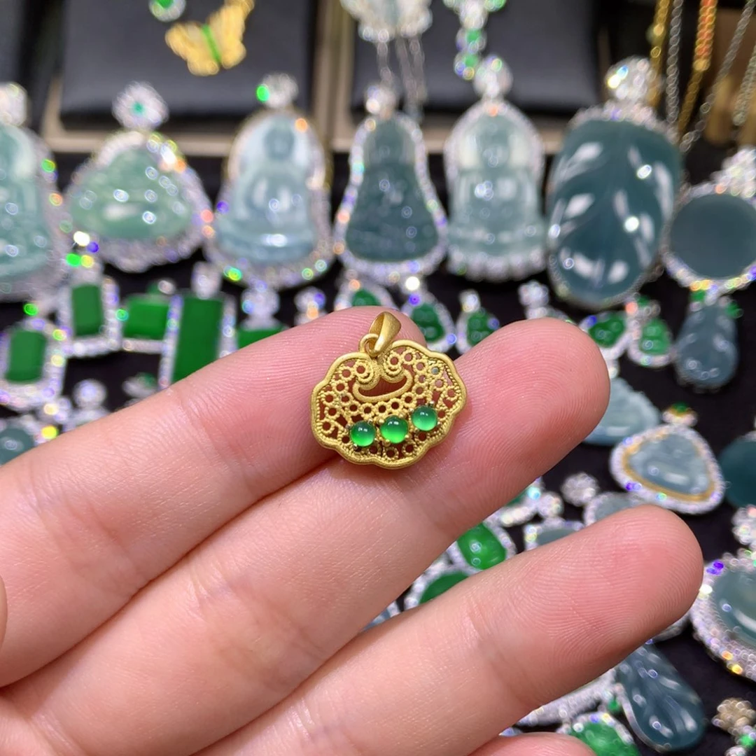 翡翠银S925镶嵌颈饰8766666666777