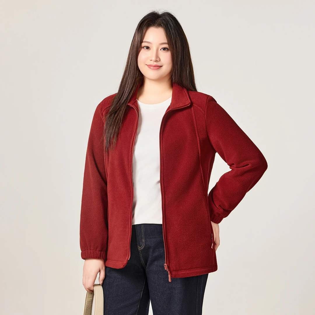 【现货双面摇粒绒保暖立领外套】MsShe大码女装2025冬季M2509096