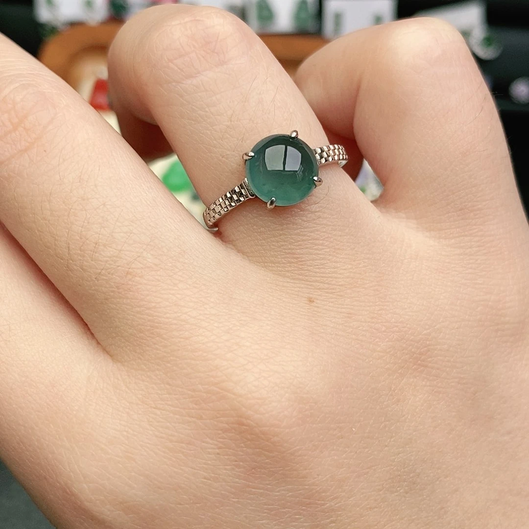 翡翠戒指银S925镶嵌翡翠
