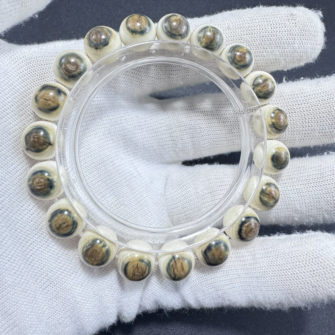 【蓝眼】ZY0025猛犸象牙佛珠手串猛犸牙精品蓝眼睛10mm手串