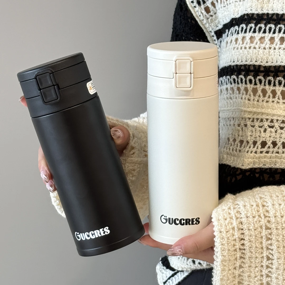 绚青简约保温杯高颜值大容量吸管杯办公室水杯便携随行泡茶情侣杯