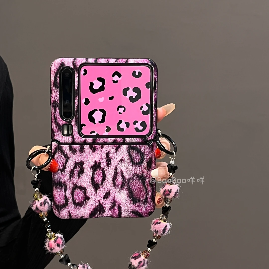 秋冬粉豹纹适用华为PuraX折叠屏pocket2手机壳小米mixflip2荣耀2