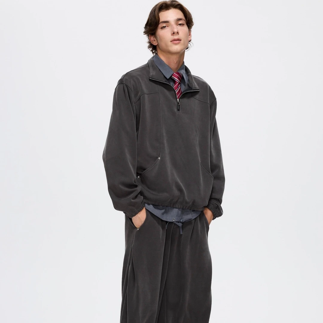 Nothwes 25aw复古铜氨丝抗皱老钱风卫衣卫裤套装潮秋季