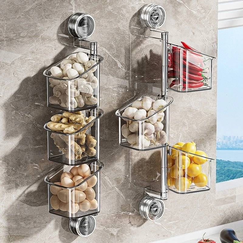 调料品置物架多层收纳架厨房收纳吸盘壁挂生姜大蒜收纳神器免打孔