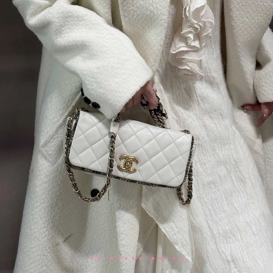 95新 Chanel/香奈儿 chanel 白金秀款毛呢滚边斜挎包
