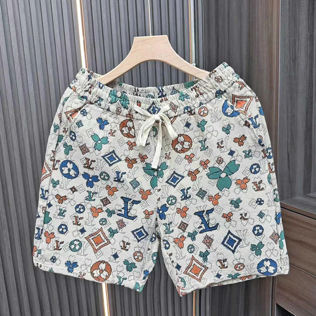 时尚百搭轻奢夏季针织运动中裤男士宽松沙滩五分短裤外穿大裤衩