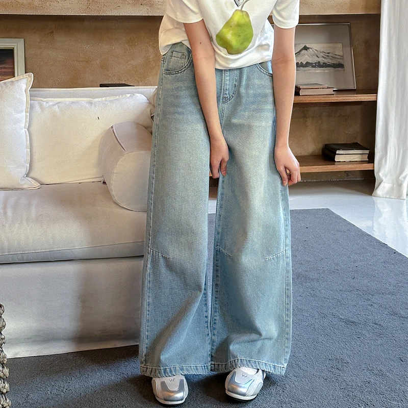 醒妈2025新品女大童女童直筒牛仔裤CX034