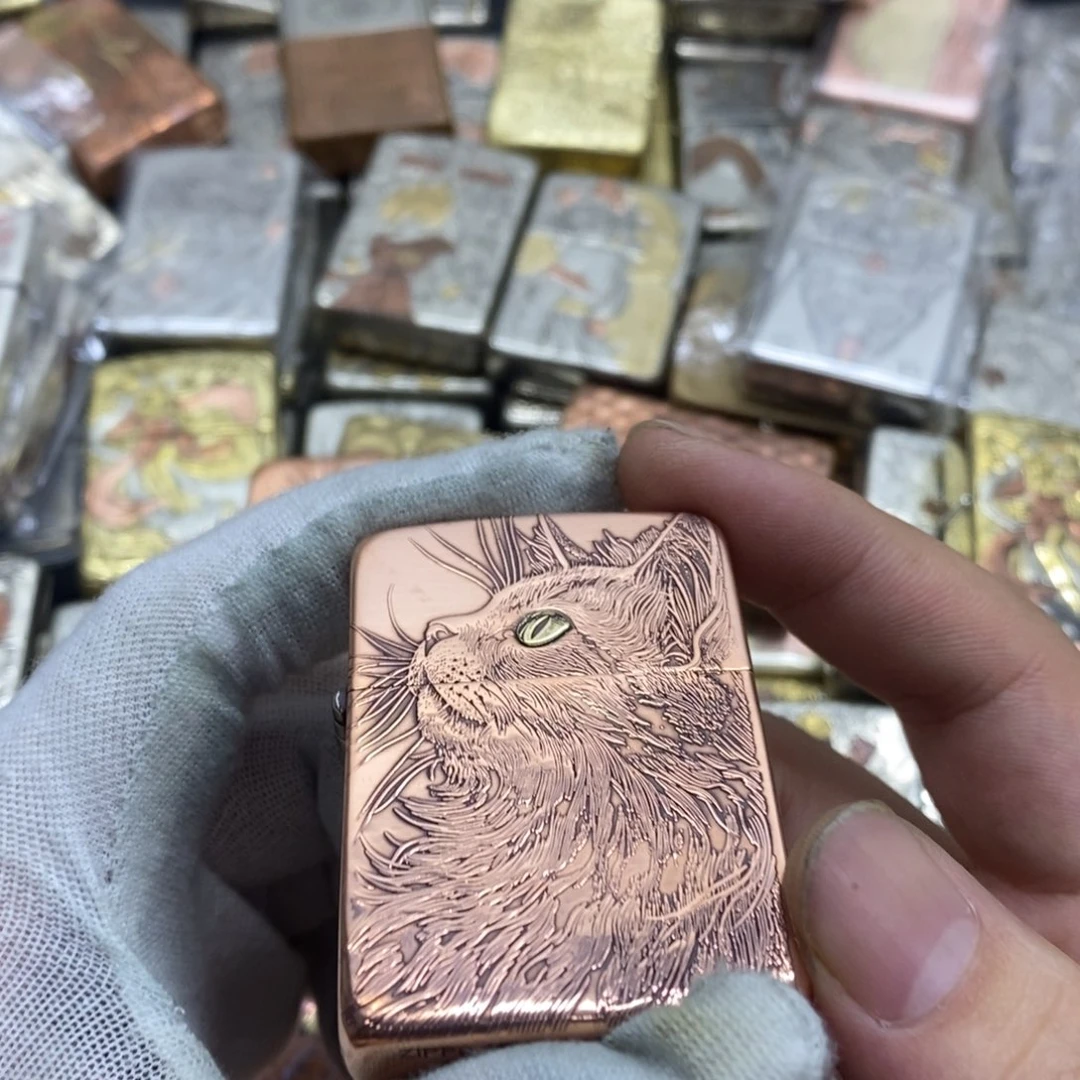 紫铜1941镶嵌睡猫带签名