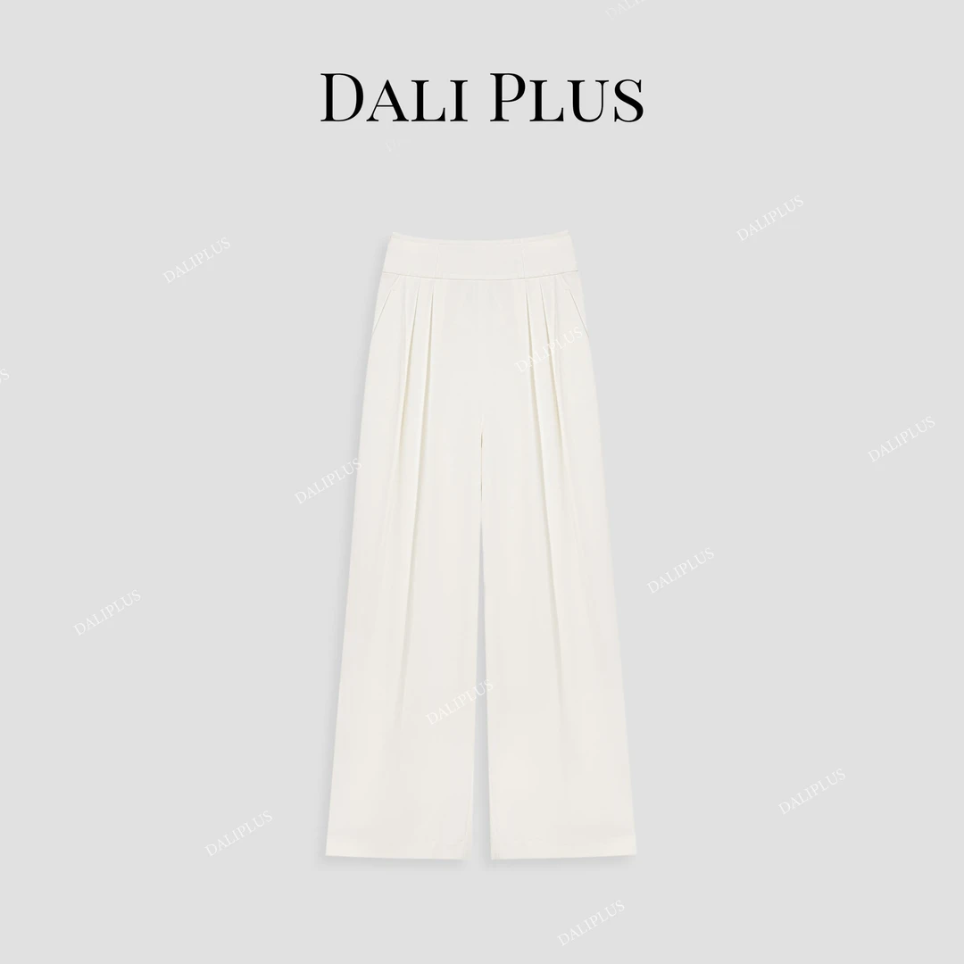 DALI PLUS调性十足白色百搭通勤松紧腰轻奢半身裙西裤-D5SZ8010