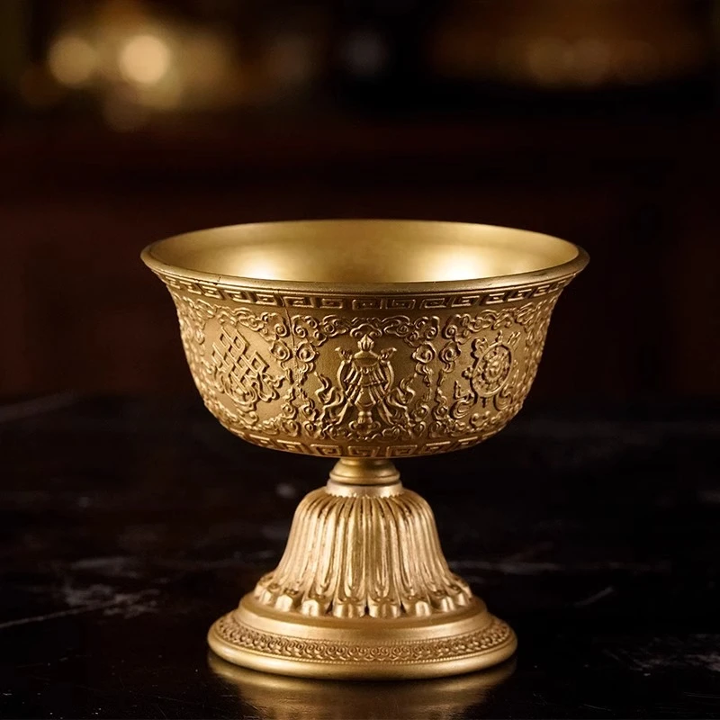 纯铜七供杯八吉祥净水供水杯碗家用摆件客厅室内
