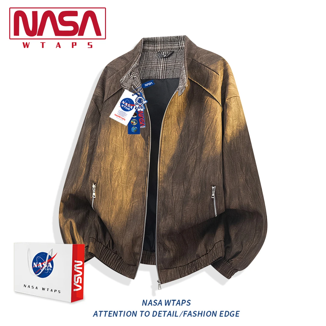 NASA WTAPS美式复古立领皮夹克男款春秋季新款宽松休闲外套上衣潮